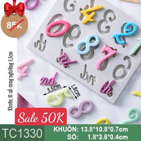 Khuôn silicon 10 số cong nghiêng 3,5cm ( TC1330 )