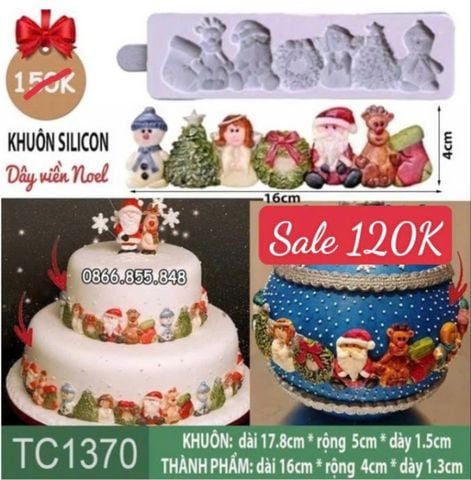 Khuôn silicon dây viền Noel ông già Santa cây thông người tuyết ( TC1370 ) CÒN 1