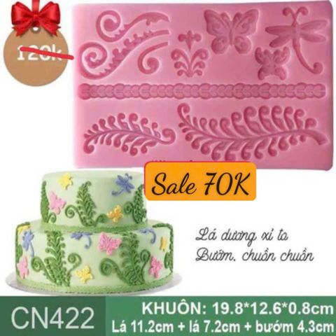 Khuôn silicon ốp viền lá dương xỉ và con bướm ( CN422 )