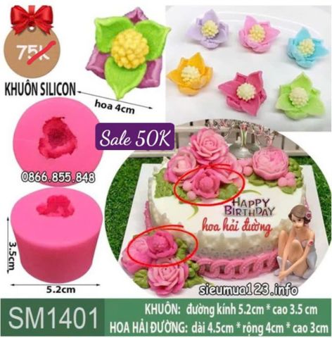 Khuôn silicon làm rau câu hoa hải đường 4,5cm ( SM1401 )
