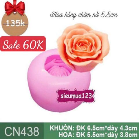 Khuôn silicon hoa hồng chớm nở 5,5cm ( CN438 )