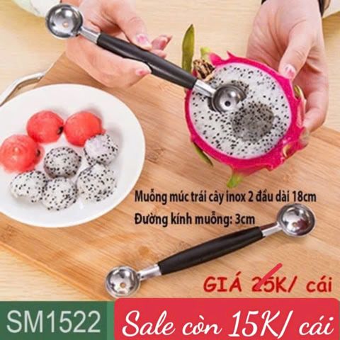 1 Muỗng múc trái cây inox 2 đầu dài 18cm ( SM1522 )