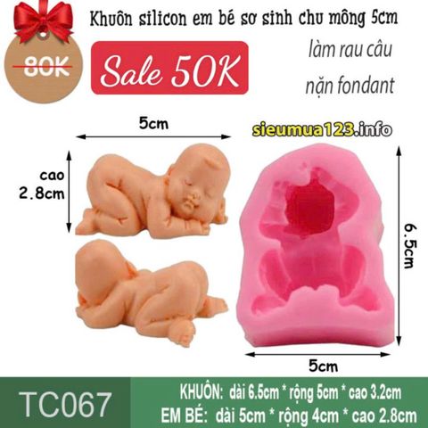 Khuôn silicon em bé baby chu mông 5cm ( TC067 )