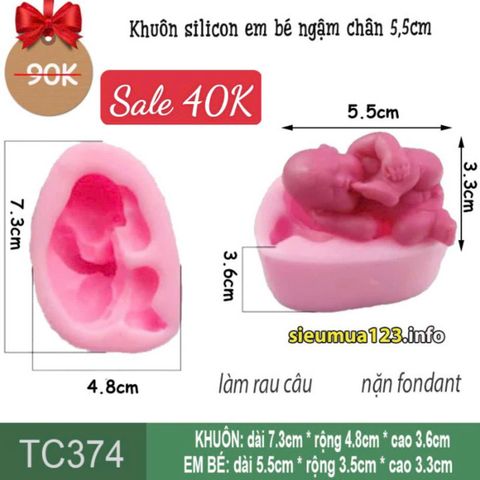 Khuôn silicon em bé baby ngậm chân 5,5cm ( TC374 )
