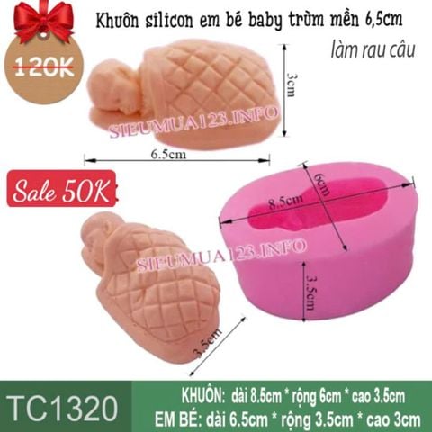 Khuôn silicon em bé baby trùm mền 6,5cm ( TC1320 )