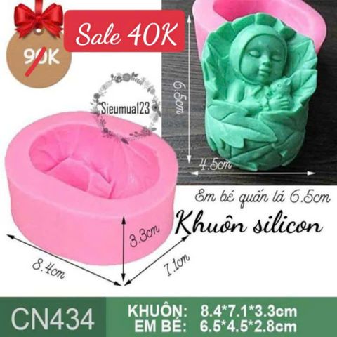 Khuôn silicon em bé baby quấn lá 6,5cm ( CN434 )