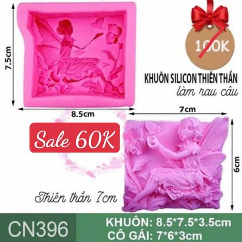 Khuôn silicon cô gái thiên thần angel hoa bướm 7cm ( CN396 )