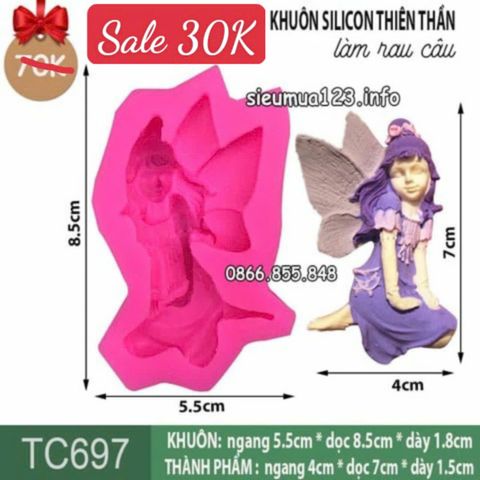 Khuôn silicon cô gái thiên thần nhỏ angel ngồi nghiêng 7cm ( TC697 )