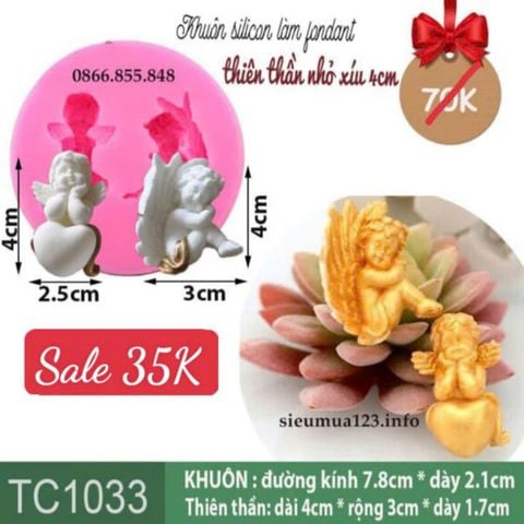 Khuôn silicon fondant 2 thiên thần nhỏ angel 4cm ( TC1033 )