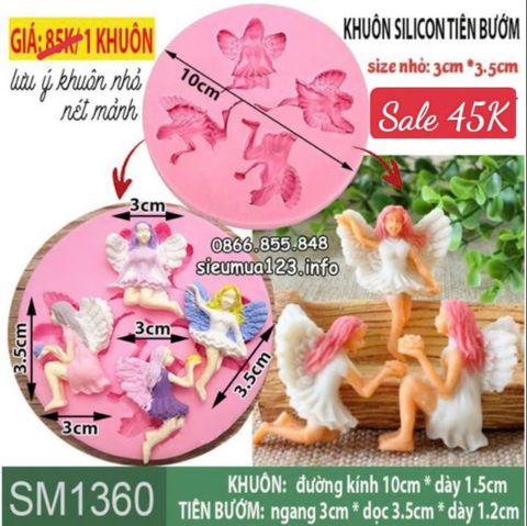 Khuôn silicon 4 thiên thần angel tiên bướm 3,5cm làm fondant ( SM1360 )