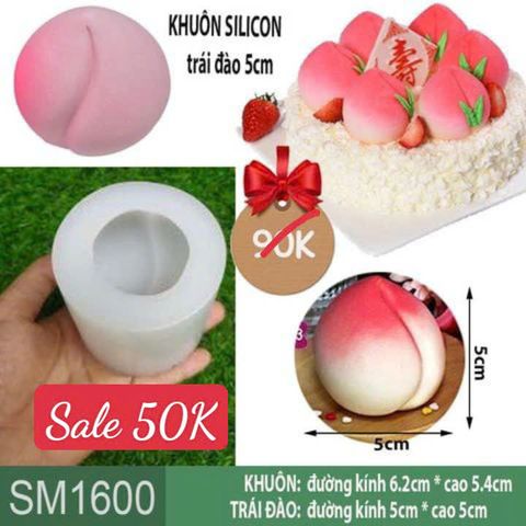 Khuôn silicon trái đào trắng 5cm ( SM1600 )