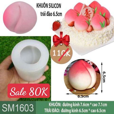 Khuôn silicon trái đào trắng 6,5cm ( SM1603 )