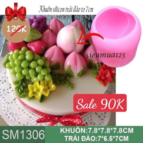 Khuôn silicon trái đào to 7cm ko lá ( SM1306 )