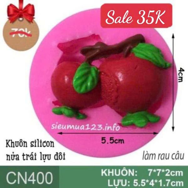Khuôn silicon nửa quả lựu đôi 5,5cm ( CN400 )