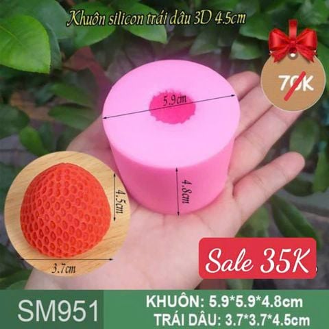 Khuôn silicon trái dâu tây 3d 4,5cm ( SM951 )