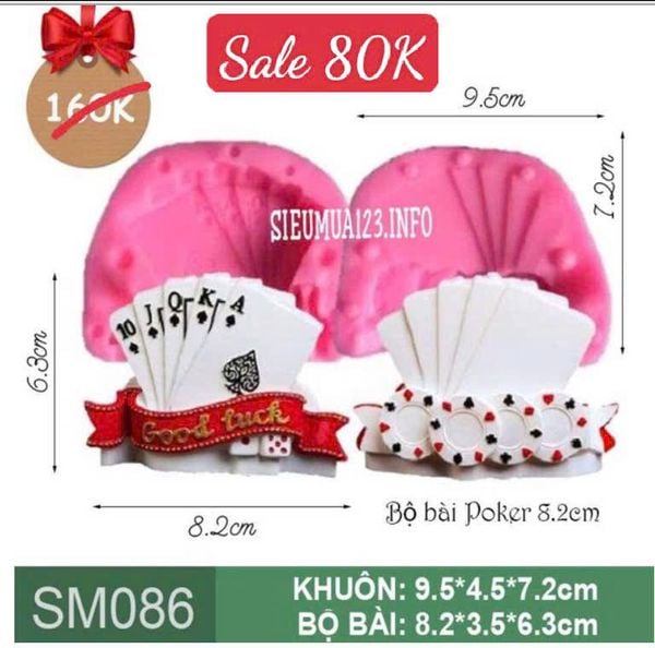 Khuôn silicon làm rau câu bộ bài Poker Good Luck 8,2cm ( SM086 )