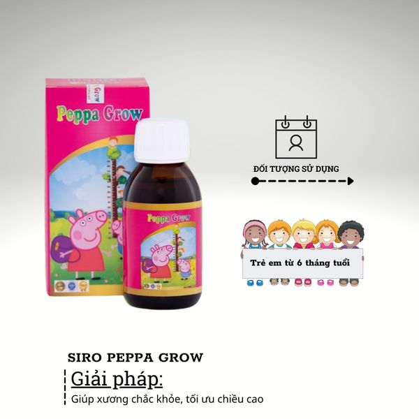  Siro Peppa Grow - Bổ Sung Canxi, Tối Ưu Chiều Cao, Tăng Cường Đề Kháng. 