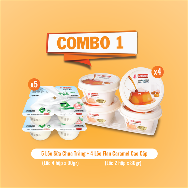  [Combo 1] Bánh Flan Cao Cấp & Sữa Chua Trắng Ánh Hồng 