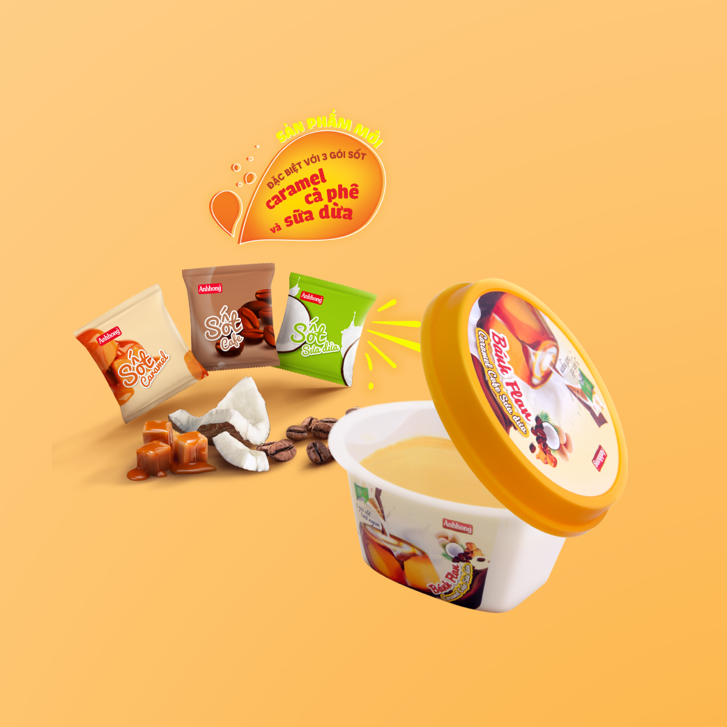  Set 3 - 10 Lốc Bánh Flan Caramel Café Sữa Dừa Ánh Hồng - Lốc 2 Hộp x 82g 