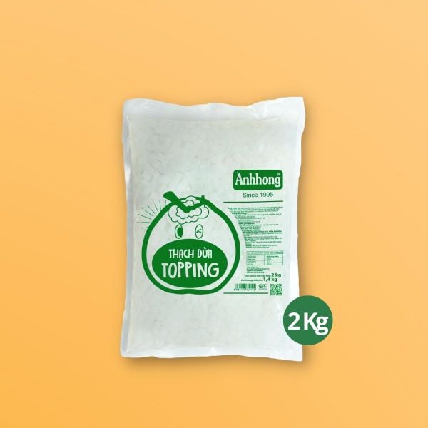  Thùng Thạch dừa Topping Ánh Hồng - 04 Túi x 2kg - Topping pha chế mix trà sữa trà trái cây 