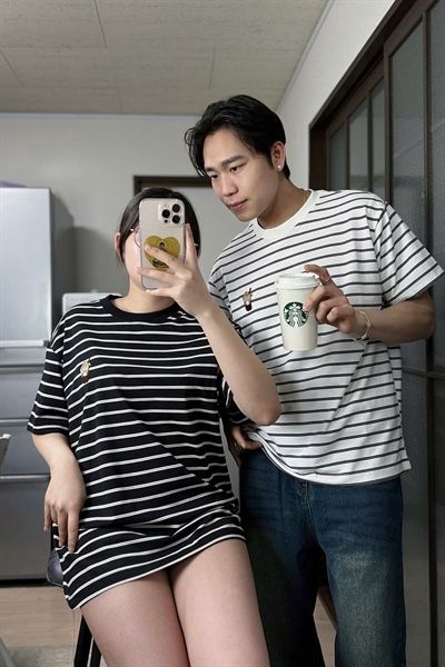  [ẢNH THẬT] Áo Phông Ngắn Tay Nam Kẻ Ngang Logo LY Kem 2598 