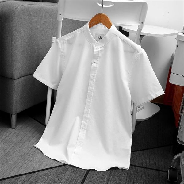  [ẢNH THẬT] Sơ Mi Ngắn Tay Nam Đũi KAF Trơn Cổ Tàu 25 
