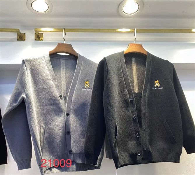  [ẢNH THẬT] Áo Khoác Cardigan Nam Nữ Đen/Be Họa Tiết Gấu Ngực 21009 