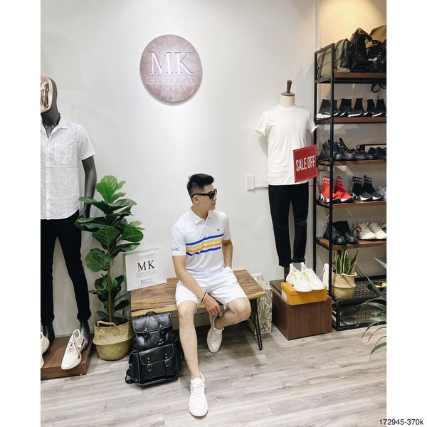  Bộ Ngắn Tay Kẻ Sắc Màu Trắng 