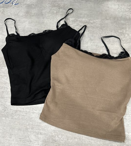  Áo 2 dây cotton viền ren 