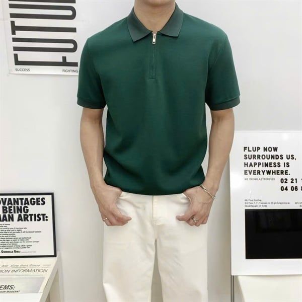  [ẢNH THẬT] Polo Ngắn Tay Nam Khoá Cổ Trơn 998 