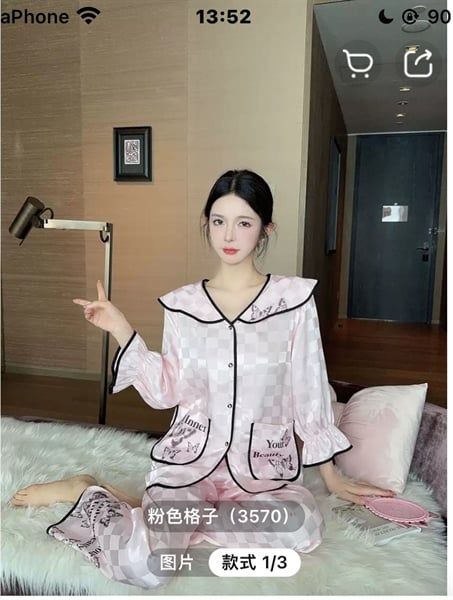  Set pzm lụa dài cổ viền đen ht bướm 