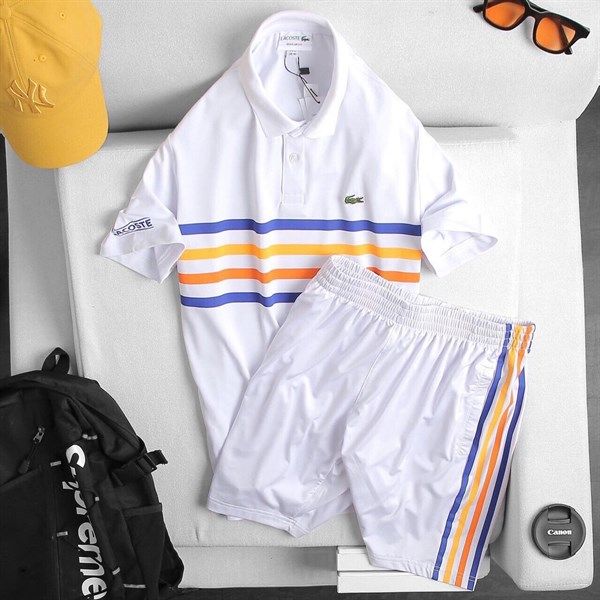  Bộ Ngắn Tay Kẻ Sắc Màu Trắng 