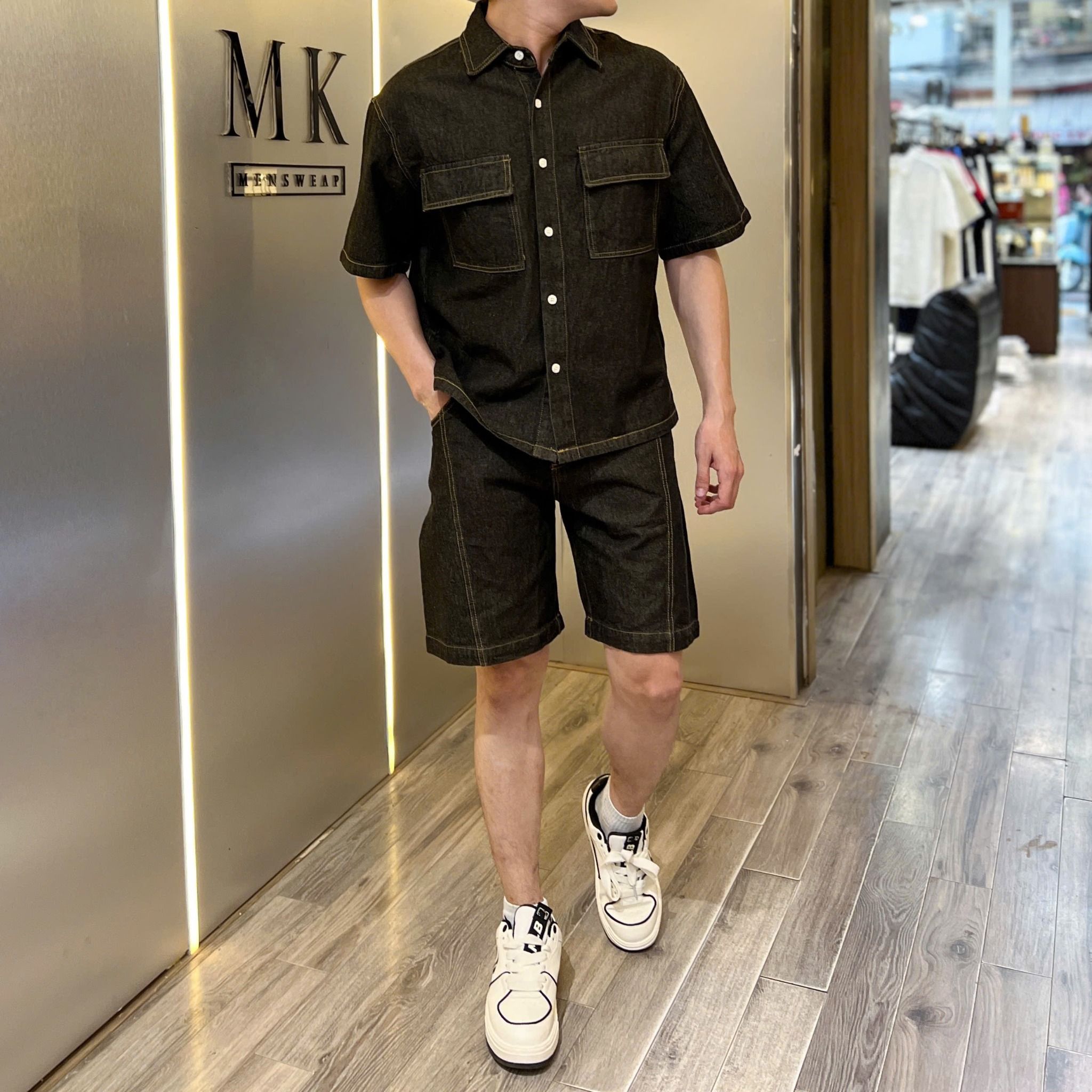  [ẢNH THẬT] Bộ Ngắn Tay Nam Denim Trơn 2636 