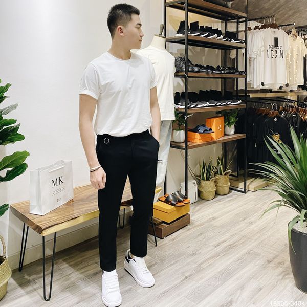  Quần âu cộc Đen Trơn Khuy Tròn 