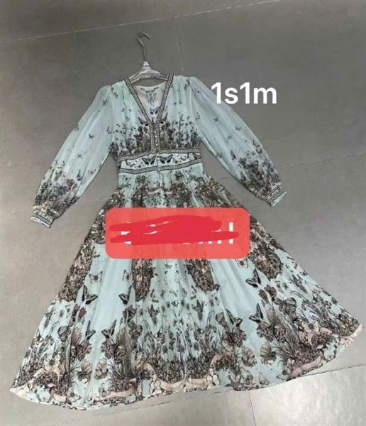  Váy to dài tay dáng dài ht hoa bướm 