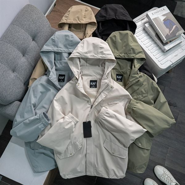  [ẢNH THẬT] Áo Khoác Gió Nam Nữ Trơn Loại 2 Lớp, Chống Nước, Chống Gió, Nhỏ Gọn, 5 Màu Đen/Ghi/Be/Nâu/Rêu 
