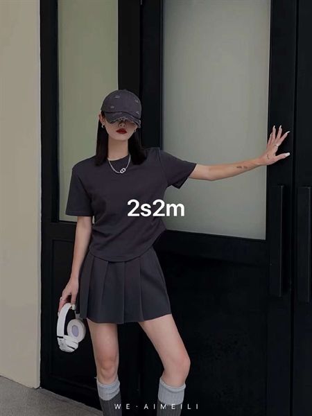  Set cotton AML ant cvn xếp li kèm belt (25113) 