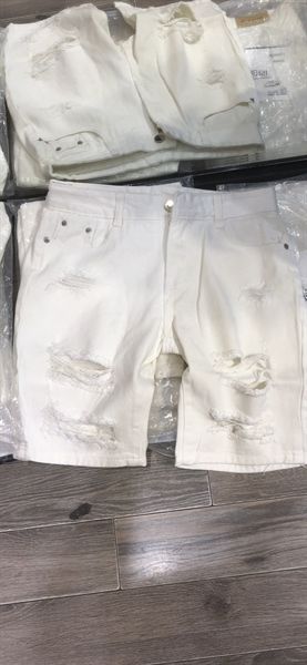  [ẢNH THẬT] Quần Short Jean Rách Màu Đen/Trắng Basic Dáng Hàn 