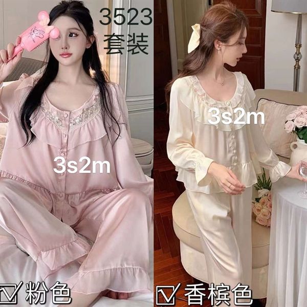  Set pzm lụa dài viền bèo (3523) 