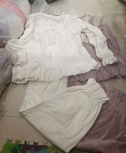  Set pzm dài nỉ adt cổ vuông viền ren (1108) 