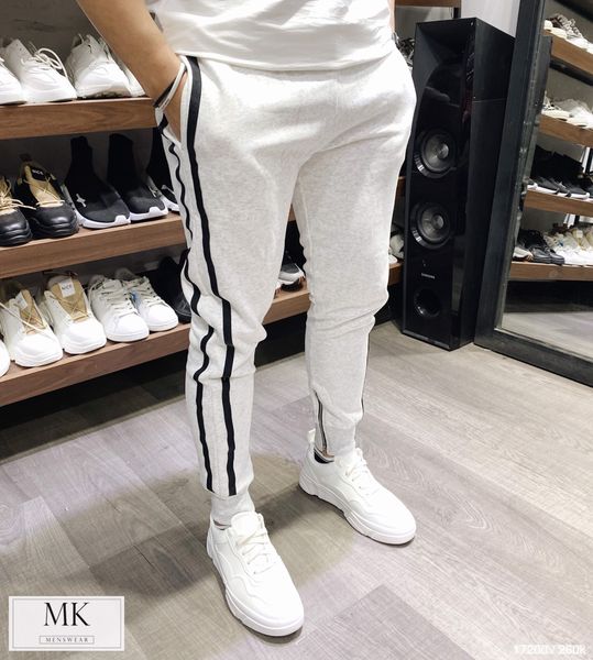  Jogger Nỉ ZR Ghi Sáng Sọc Khóa 