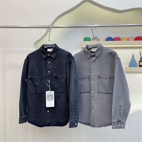  [ẢNH THẬT] Áo Khoác Jean/Sơ Mi Denim 1985 2 Màu Xám Đậm/Xám Nhạt 
