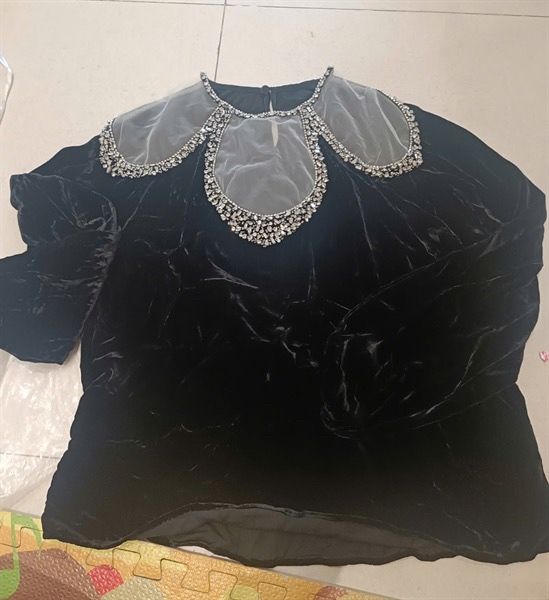  ADTN nhung cổ voan lá đính đá 