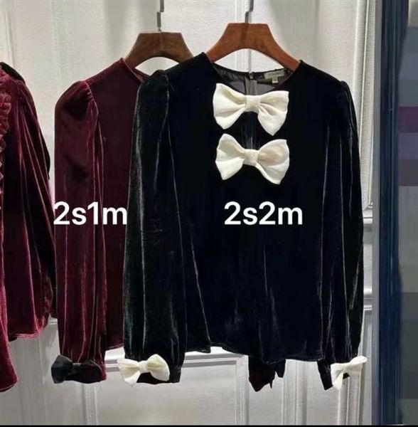  ADTN nhung đính nơ trắng ngực 