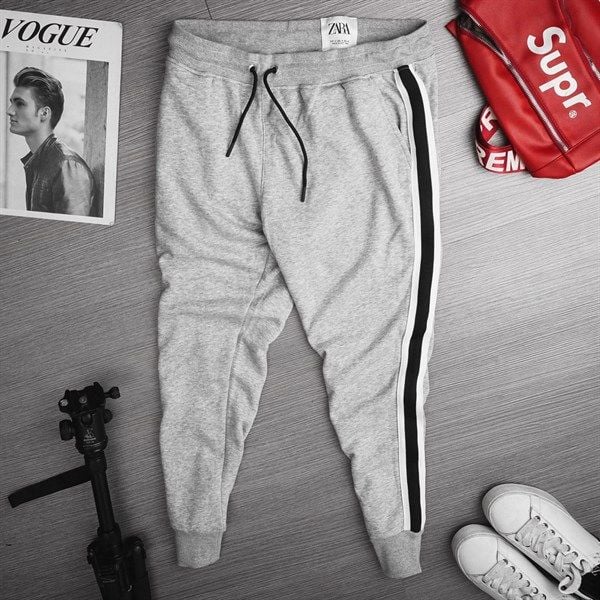 Jogger Nỉ ZR Ghi Sáng Sọc 