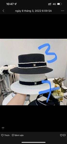  Mũ cói Chanel vành đan ngọc 
