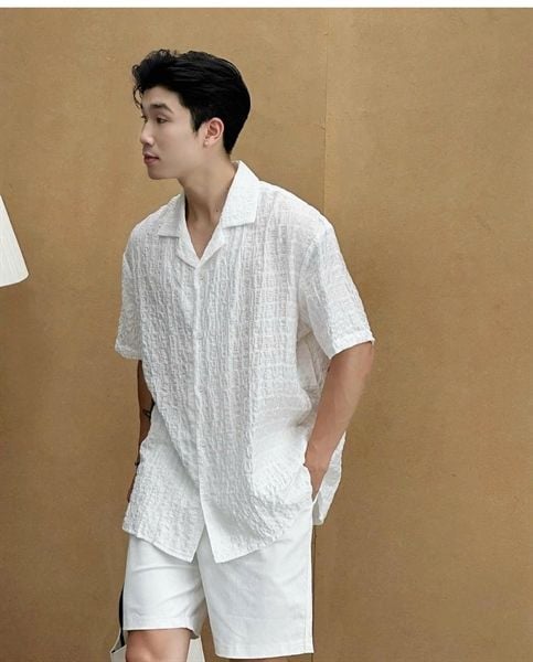  [ẢNH THẬT] Sơ Mi Ngắn Tay Nam 11679 Trắng Trơn 