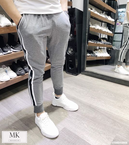  Jogger Nỉ ZR Ghi Đậm Sọc 