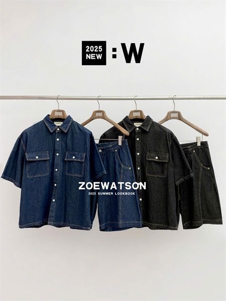  [ẢNH THẬT] Bộ Ngắn Tay Nam Denim Trơn 2636 