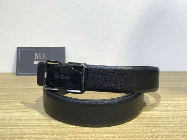  Thắt lưng Mont Blanc Đen - Viền bạc 